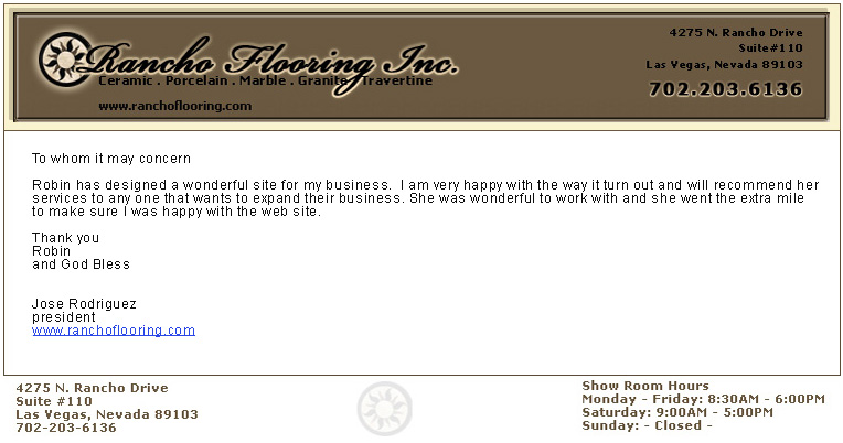 Testimonial from Rancho Flooring